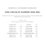 Dark Chocolate + Raspberry Bark 100g